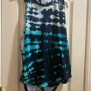 Old Navy Black and Teal Tie-Dye Bodysuit
